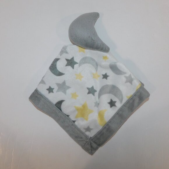 Jesse & Lulu White Gray Yellow Moon Stars Plush Security Blanket Baby Lovey Nunu - Picture 2 of 5